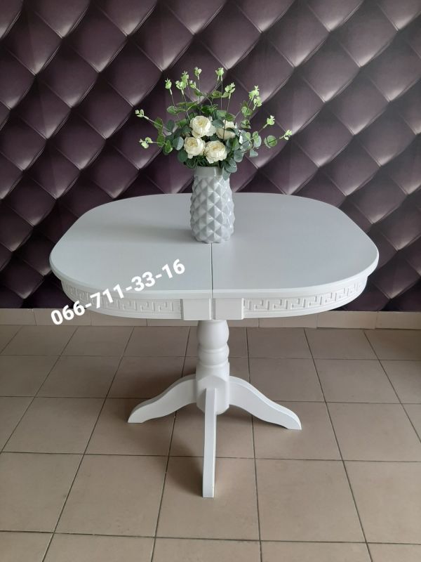 Стіл Говерла 1-ніжка / м’який-квадрат / білий