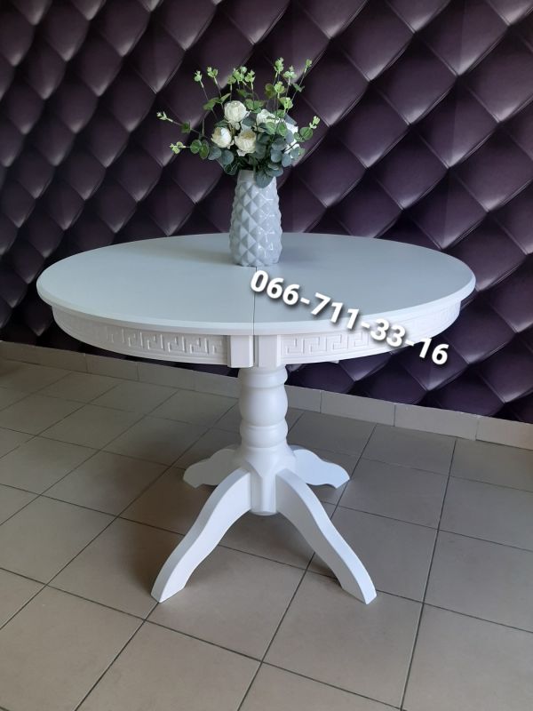 Стіл КАРПАТИ-круглий / білий